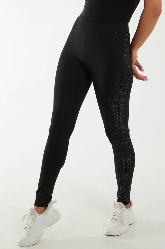 Diamante Side Stripe Leggings