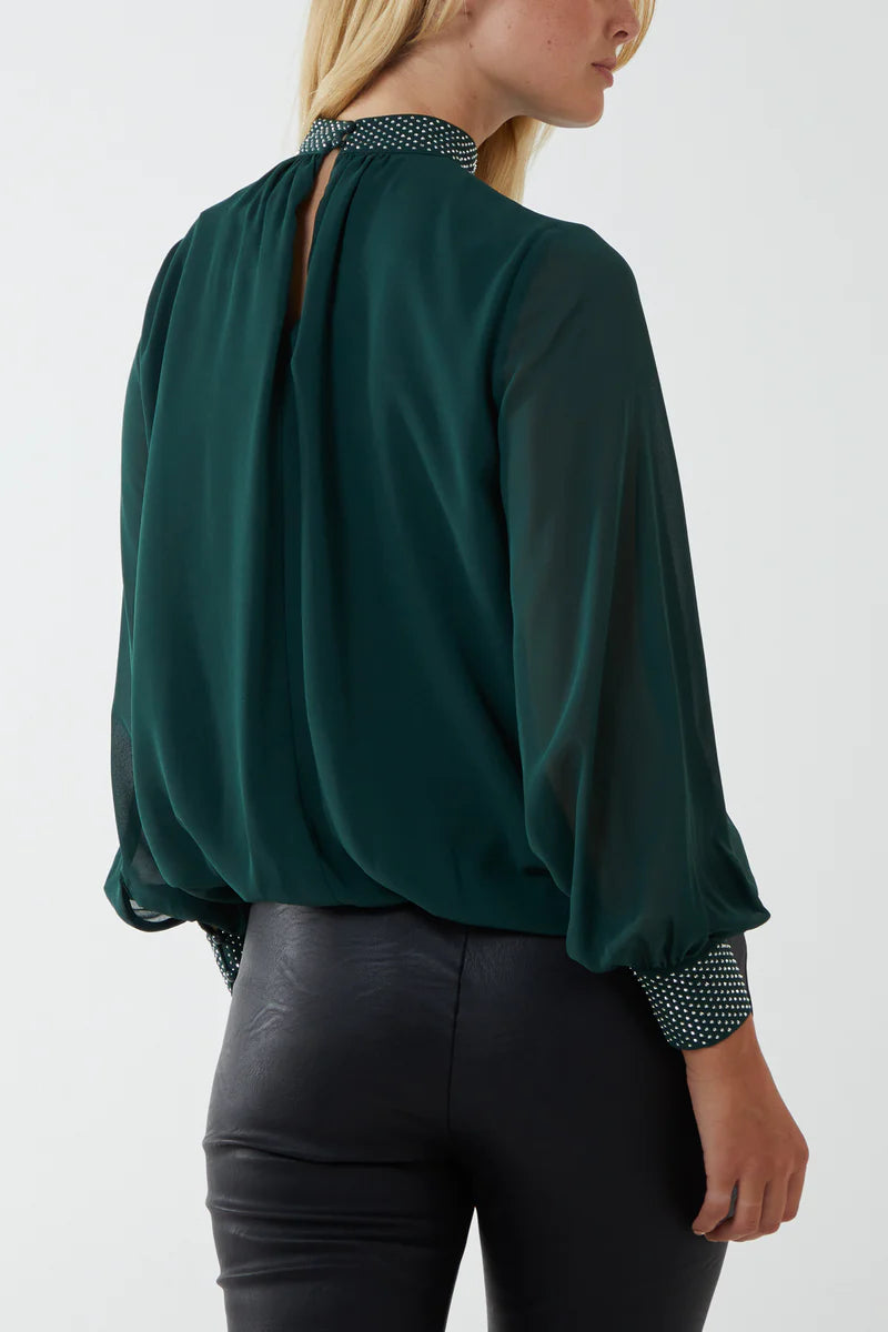 Diamante Cuff Green Top