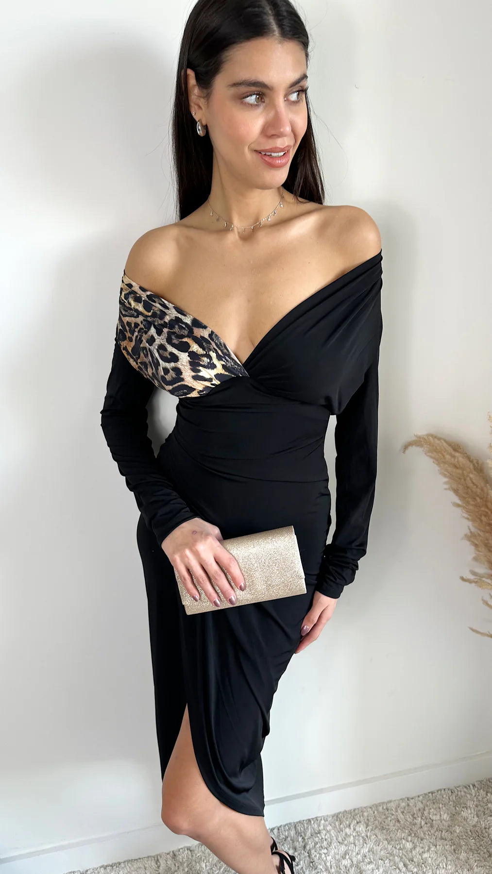 Leopard Wrap Midi Dress