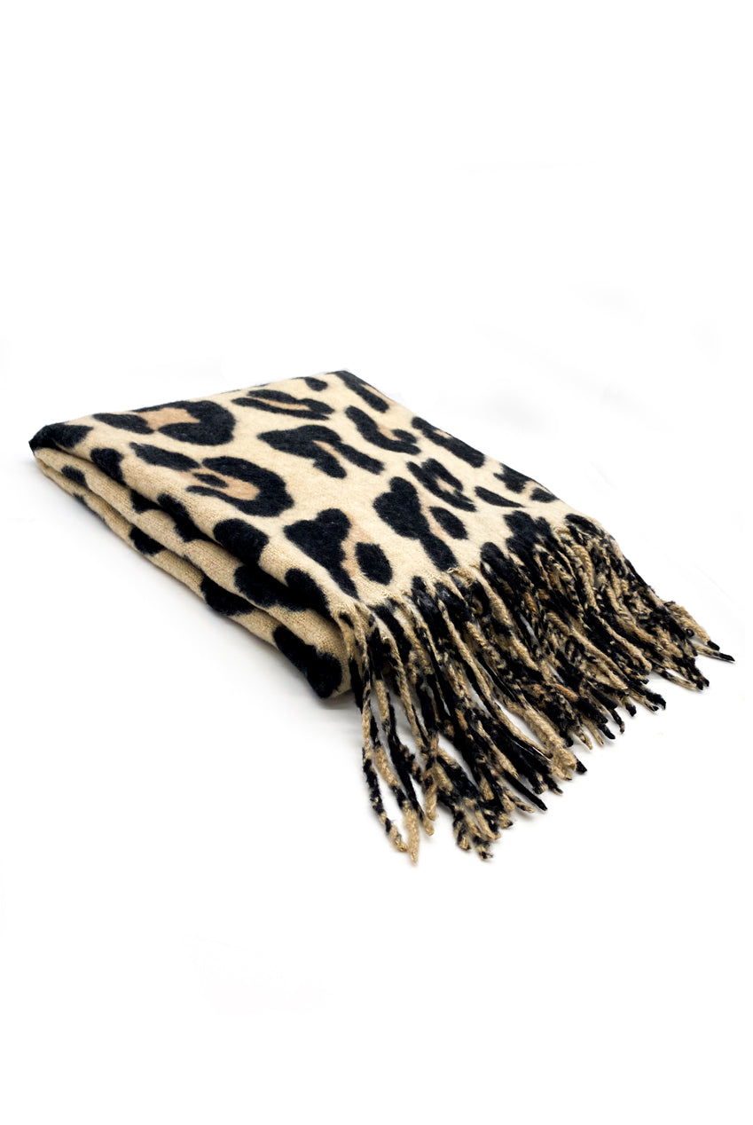 Leopard Print Wood Blend Scarf