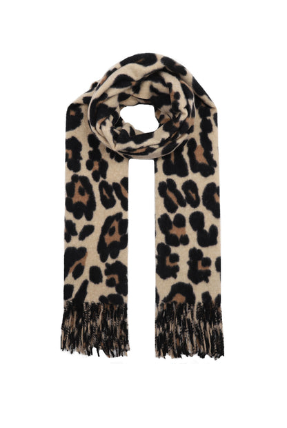 Leopard Print Wood Blend Scarf