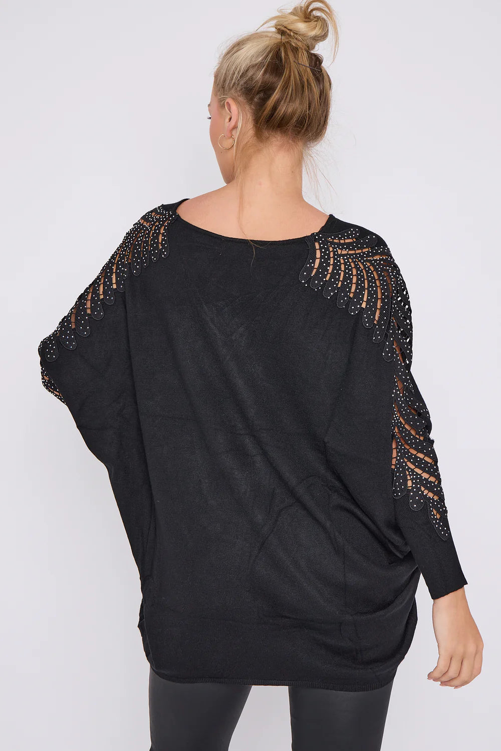 Sleeve Embelished Mesh Jumper