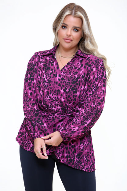 Wrap Leopard Printed Blouse